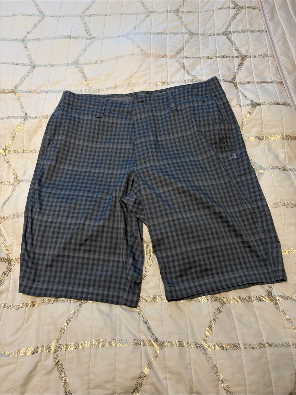 Under Armour Men's Blue and Gray Checked Hybrid Shorts